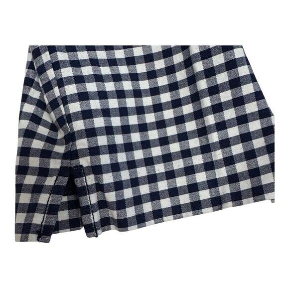 Gingham Cropped Pants, Checkered Ankle Trousers, Navy and White, Career Casual - Picture 3 of 8